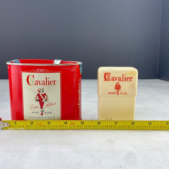 Vintage Cavalier Cigarettes Oval Tin and Cigarette Pack Holder Lot of 2 - Picture 10 of 10